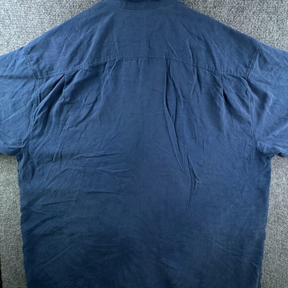 Tommy Bahama Men Silk Button Up Shirt Short Sleeve Hawaiian Blue XLX Wide Floral - Picture 12 of 14